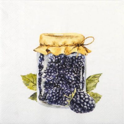 Single Decoupage Napkin - Happy with blackberry