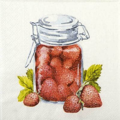 Single Decoupage Napkin - Happy with Strawberry