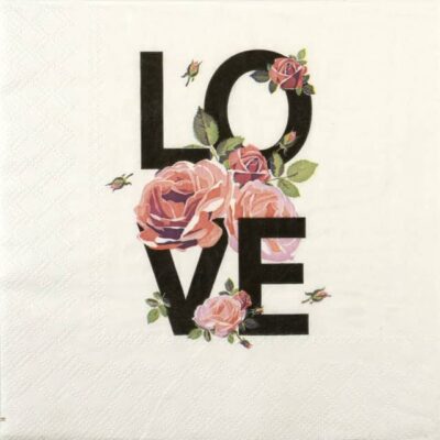 Single Decoupage Napkin - Love with roses