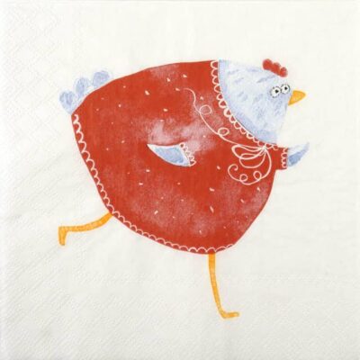 Single Decoupage Napkin - Running Chicken