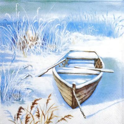Single Decoupage Napkin - The boat in the ice
