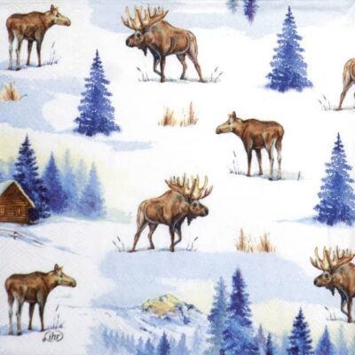 Single Decoupage Napkin - Elk landscape