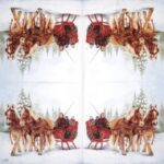 Open view of the Winter Sleigh Ride decoupage napkin showing the repeated winter motif.