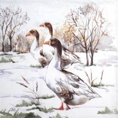 Single Decoupage Napkin - Winter Geese