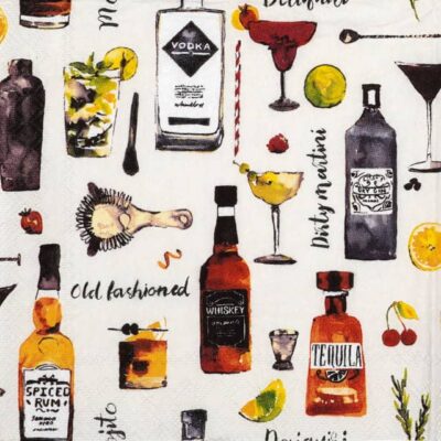 Cocktail Decoupage Napkin - Cocktails for Him cream