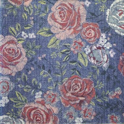 Cocktail Napkin - Denim Rose