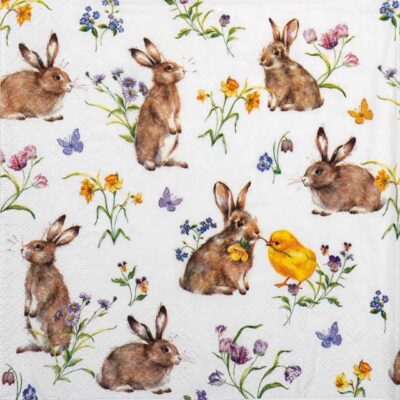 Paper napkins - Easter Friends white (20 pieces)