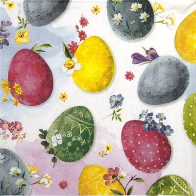 Single Decoupage Napkin - Eggs painting