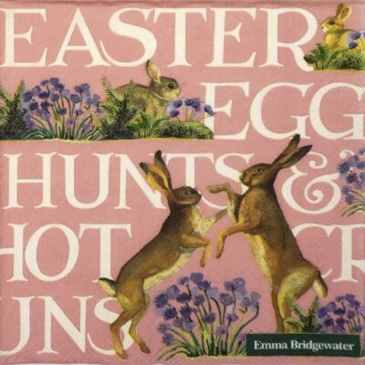 Single Decoupage Napkin - Easter hares rose