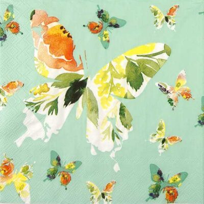 Single Paper Napkin - Papillon turquoise