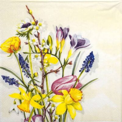 Paper Napkins - Spring Flowers cream (20 pieces)