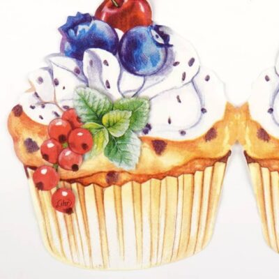 Single Die-cut decoupage napkin - Sweet Cupcake