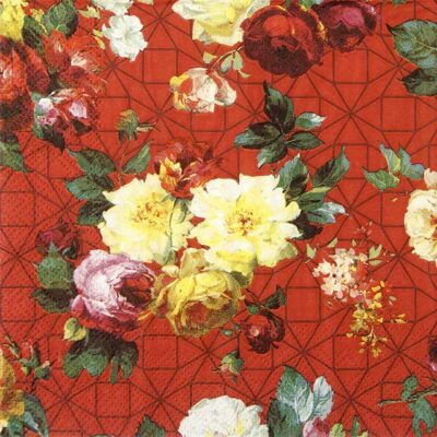 Single Paper Napkin - Vintage Rose red