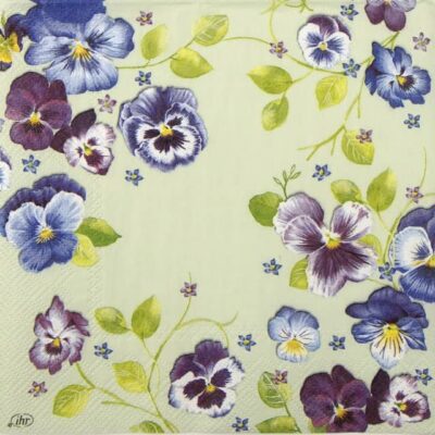 Paper Napkins - Paula light green - Pansies (20 pieces)
