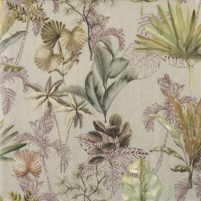 Single Decoupage Napkin - Happy Leaves linen