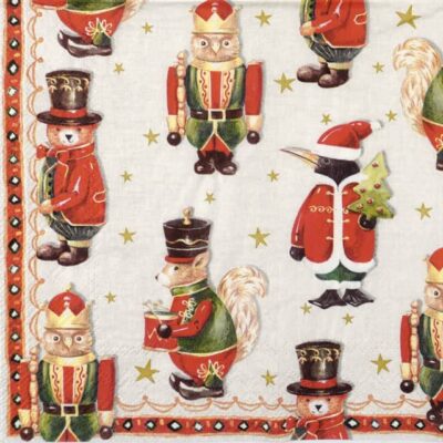 Paper Napkins - Animal Figures cream red (20 pieces)