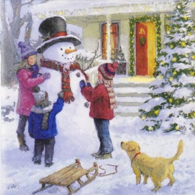 Single Decoupage Napkin - Fun with the Snowman