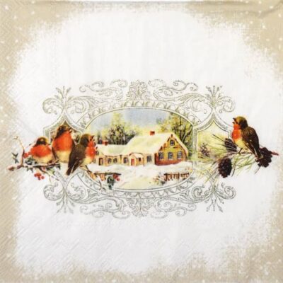 Single Decoupage Napkin - Nostalgic Medallion cream