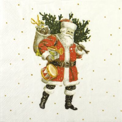 Single Decoupage Napkin - Nostalgic Santa gold