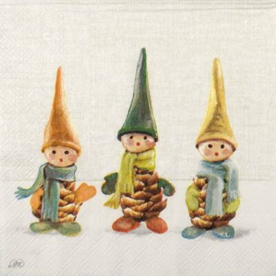 Single Decoupage Napkin - Pinecone Dwarfs cream