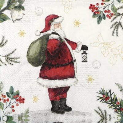 Single Decoupage Napkin - Santas Candlelight