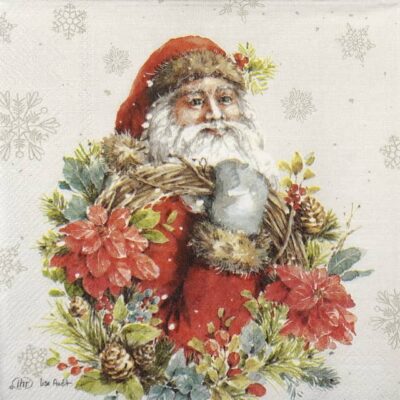 Paper Napkins - Santas Wreath cream (20 pieces)