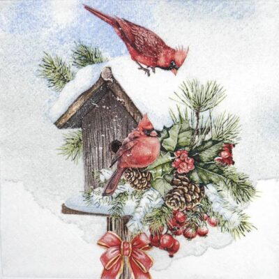 Paper Napkins - Bird House with Red Cardinals (20 pieces)
