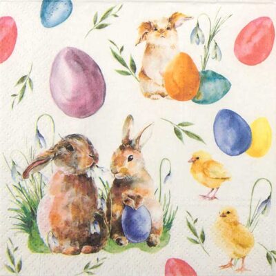 Paper Napkins - Bunnies with Chicken (20 pieces)