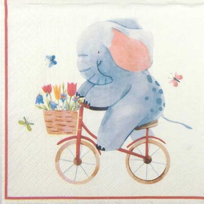 Paper Napkins - Elephant on Bike (20 pieces)