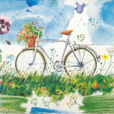 Single Paper Napkin - Watercolor Bicycle