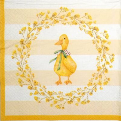 Single Decoupage Napkin - Duck with Wreath