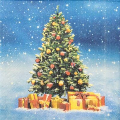 Single Decoupage Napkin - Christmas Tree Gifts