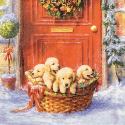 Paper Napkins - Christmas Puppies (20 pieces)