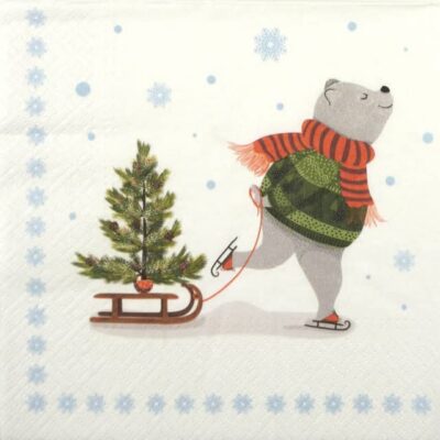 Paper Napkins - Skating bear  (20 pieces)