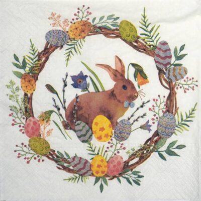 Paper Napkins - Bunny in a wreath (20 pieces)