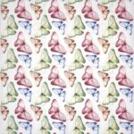 Lunch Decoupage Napkin Farfalle Felici Multicolore: Full view showing a dense, repeating all-over pattern of colorful watercolor butterflies on a white background.