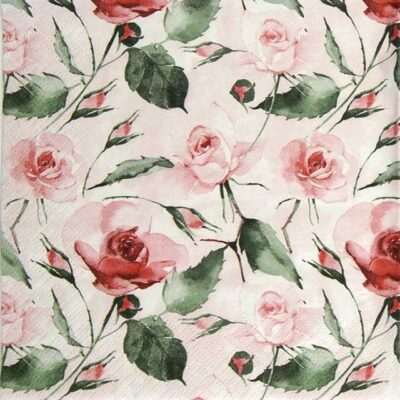 Cocktail Decoupage Napkin - Powdery Roses blush rosé