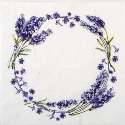 Single Decoupage Napkin - Lavender wreath