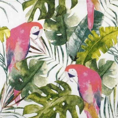 Single Decoupage Napkin - Red Parrots