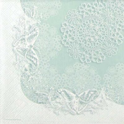 Single Paper Napkin - Butterfly Lace Aqua