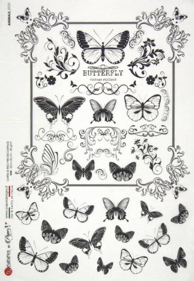 Rice Paper - Black Butterflies - 0121 (22 x 32cm)
