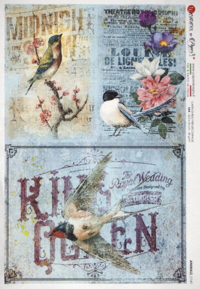 Rice Paper - Birds on Blue - 0140 (22 x 32cm)
