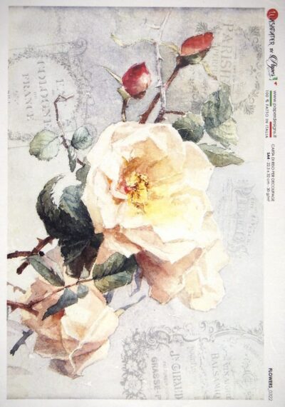 Rice Paper - Painted Rose (22 x 32cm)