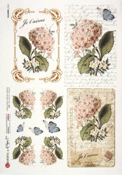 Rice Paper - Small Hydrangeas (22 x 32cm)