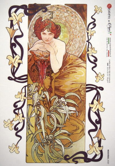 Rice Paper - Mucha: Emerald (22 x 32cm)