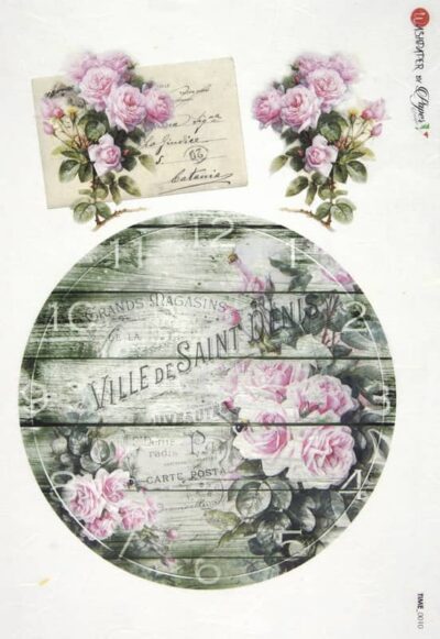 Rice Paper - Time Clock Roses (22 x 32cm)