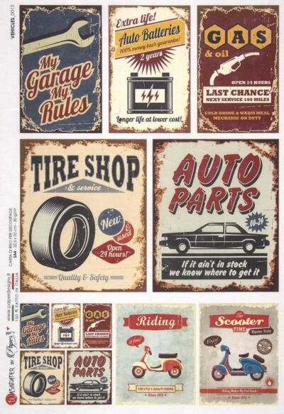Rice Paper - Car Service Labels (22 x 32cm)