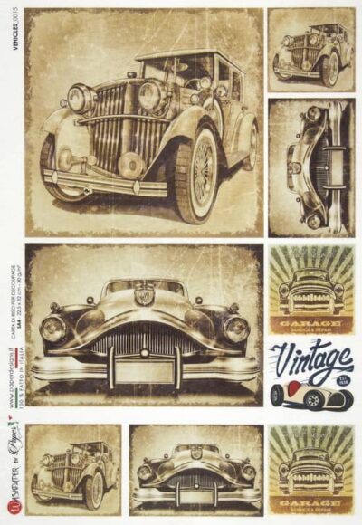 Rice Paper - Vintage Cars (22 x 32cm)