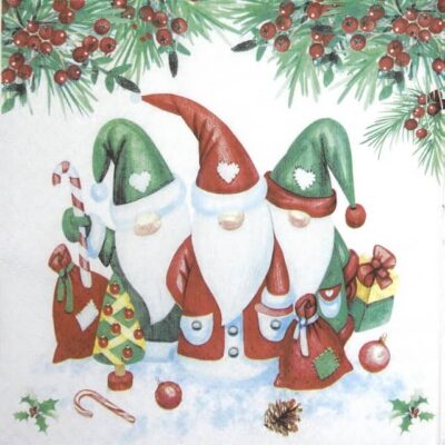 Lunch Napkins (20) - Christmas Gnomes