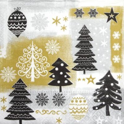 Lunch Napkins (20) - Christmas Design gold